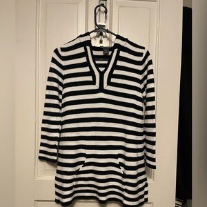Chelsea & Theodore Navy and White Striped Hooded Sweater